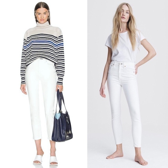 RAG & BONE High Waist Skinny Jeans Cropped Ankle Slit Stretch Cigarette Pant 28 - Picture 1 of 12